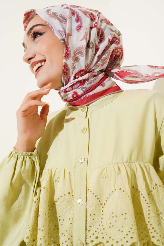 Paisley Detailed Scarf Beige