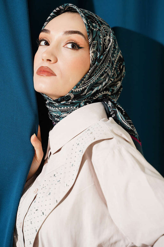 Paisley Flamu Cotton Scarf Emerald