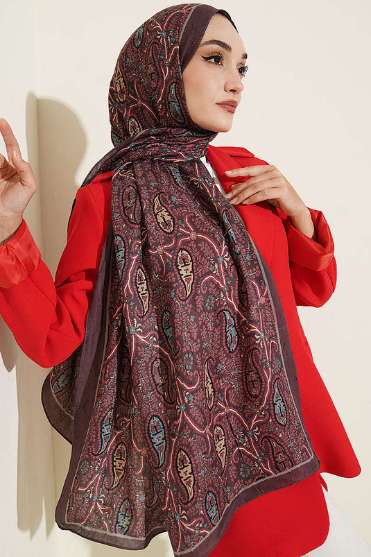 Paisley Kraş Modal Şal Acı Kahve