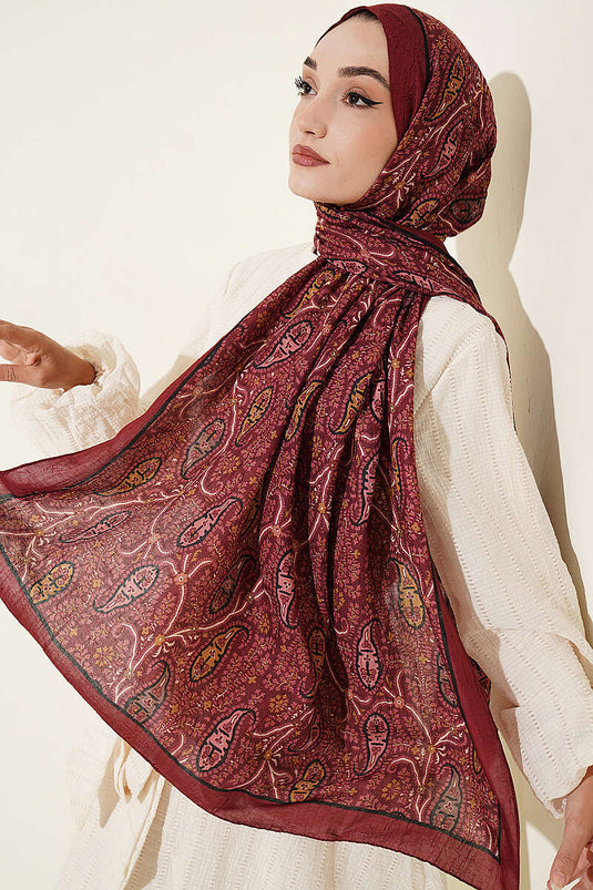 Pañuelo Paisley Kraş En Modal Burdeos
