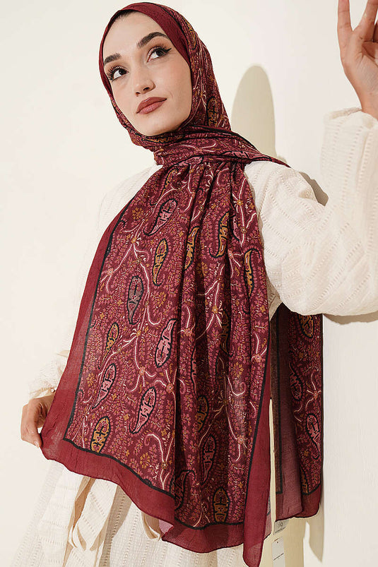 Pañuelo Paisley Kraş En Modal Burdeos