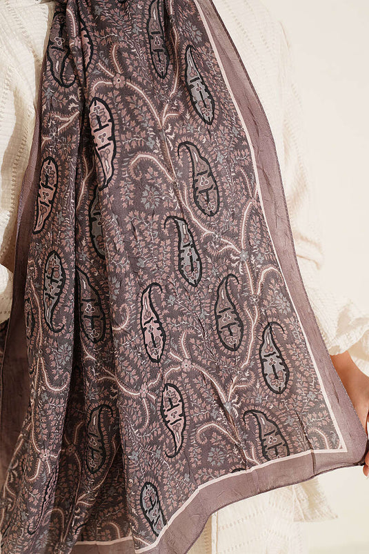 Pañuelo Paisley Kraş En Modal Color Café