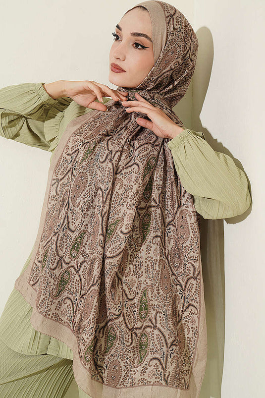 Paisley Kraş Modal Sjaal Beige