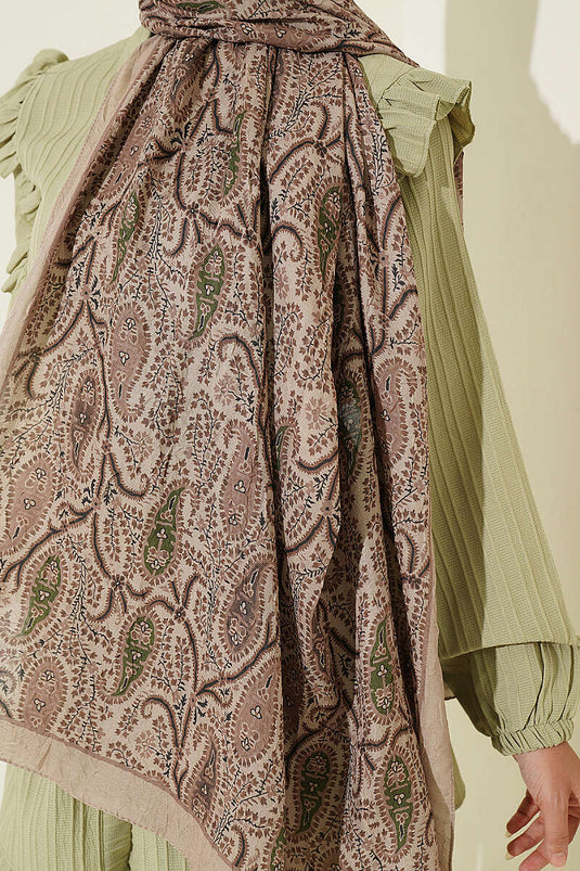 Paisley Kraş Modal Sjaal Beige