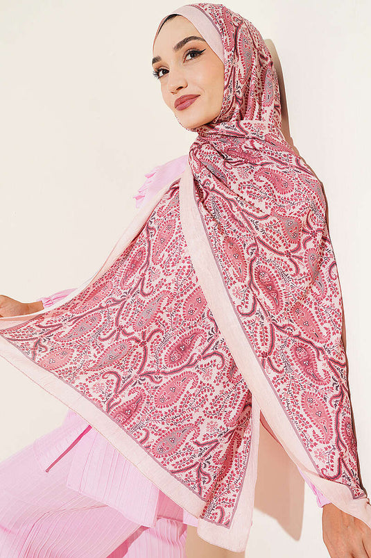 Sciarpa Paisley Kraş Modal Rosa