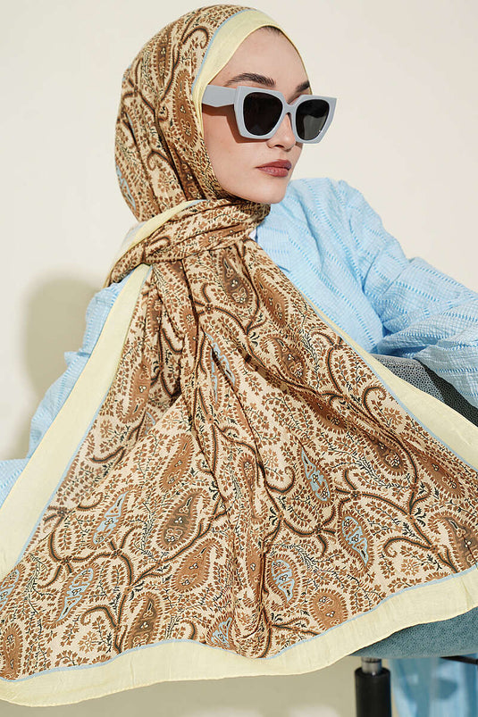 Paisley Kraş Modal Şal Sarı