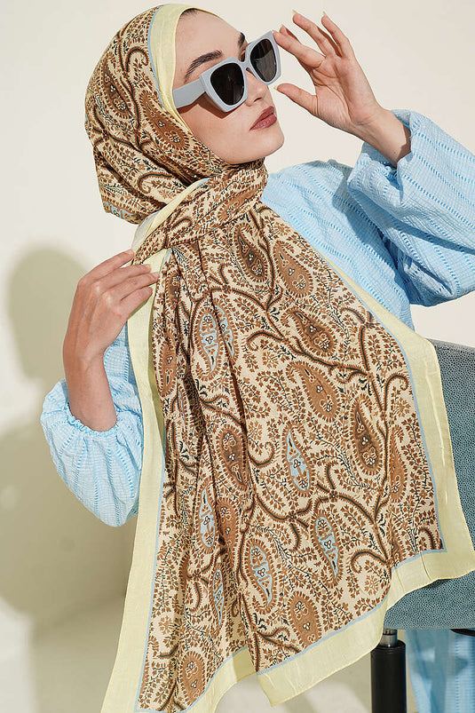 Paisley Kraş Modal Şal Sarı