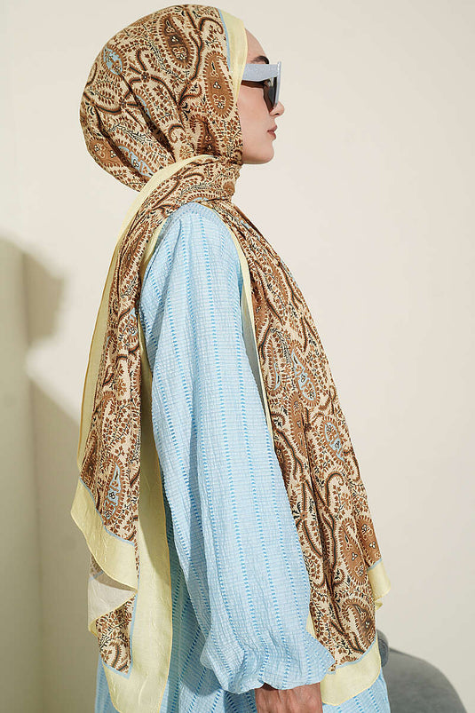 Paisley Kraş Modal Şal Sarı