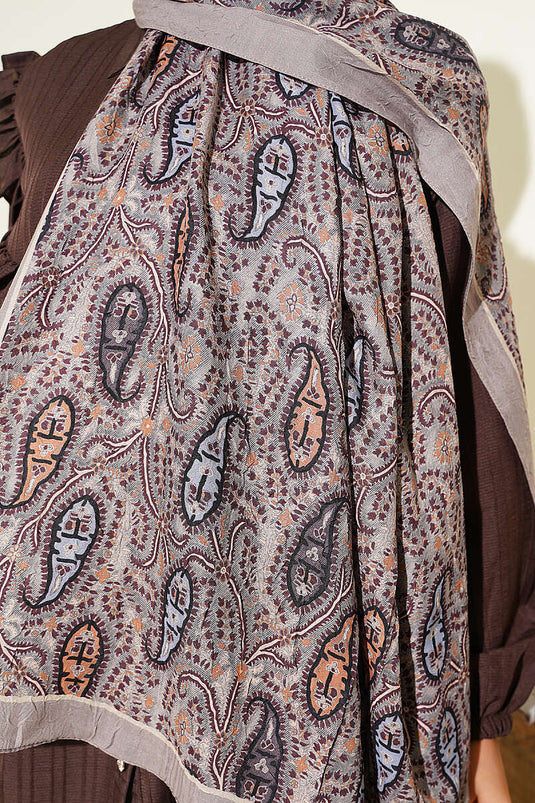 Paisley Kraş Modal Şal Vizon
