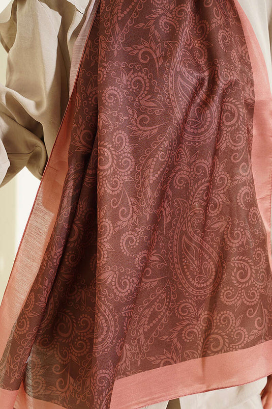 Paisley Motifli Soft Şal Kahve
