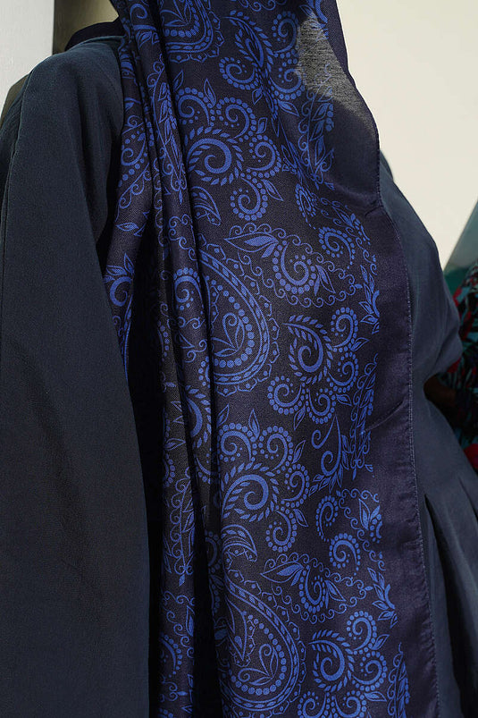 Paisley Motifli Soft Şal Lacivert