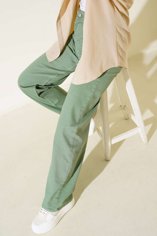 Pantalon Large Palazzo Vert Menthe