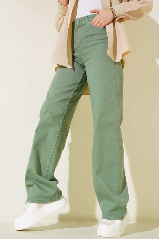 Pantalon Large Palazzo Vert Menthe