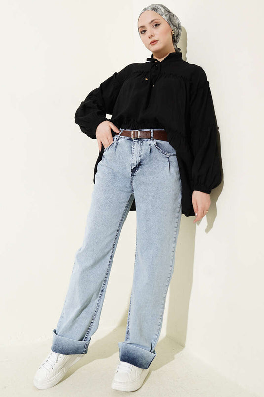 Palazzo Kemerli Denim Pants Ice Blue