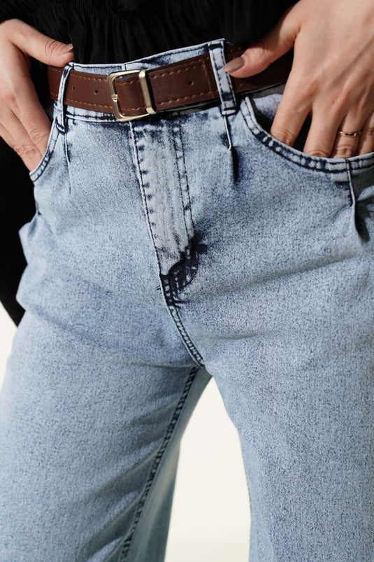 Palazzo Kemerli Denim Pants Ice Blue