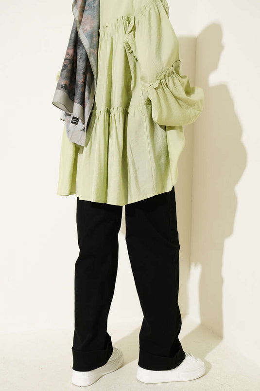 Palazzo Kemerli Denim Pants Black