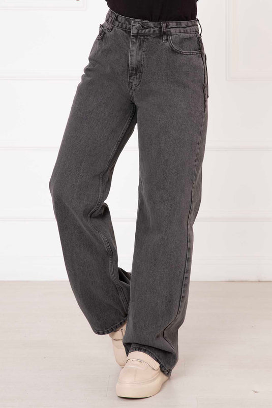 Pantalon Palazzo Jeans Fumé