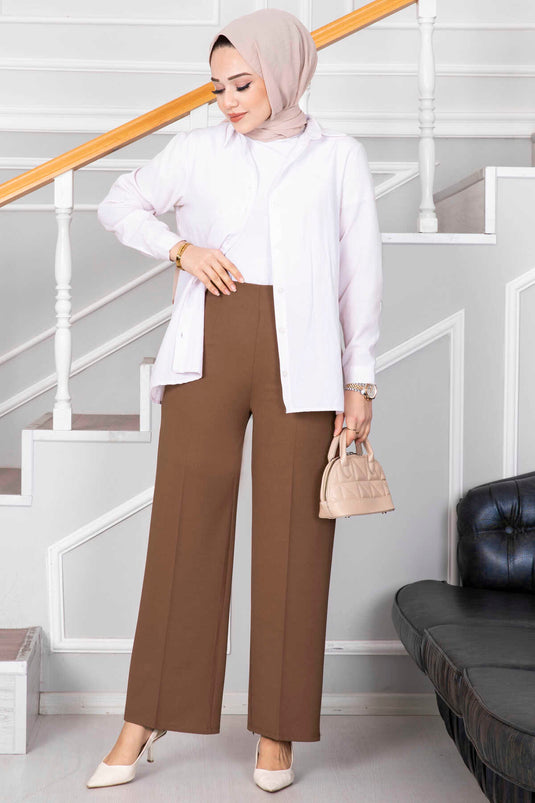 Palazzo-Hijab-Hose, Hellbraun