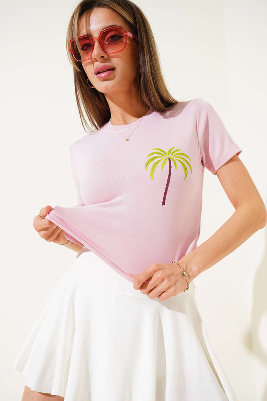 Palm Printed Crop Powder