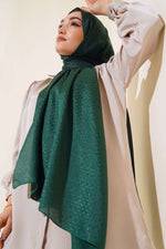 Châle en coton motif jacquard émeraude