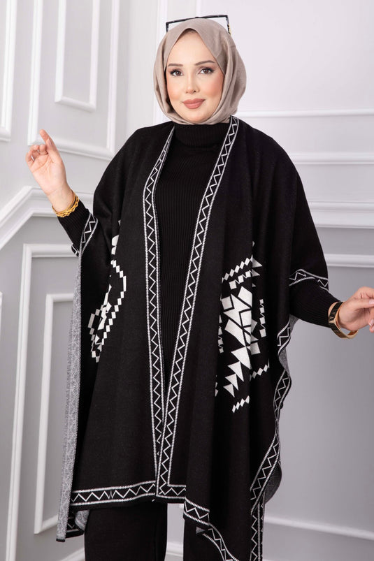 Pançolu Triko Üçlü Takım Siyah