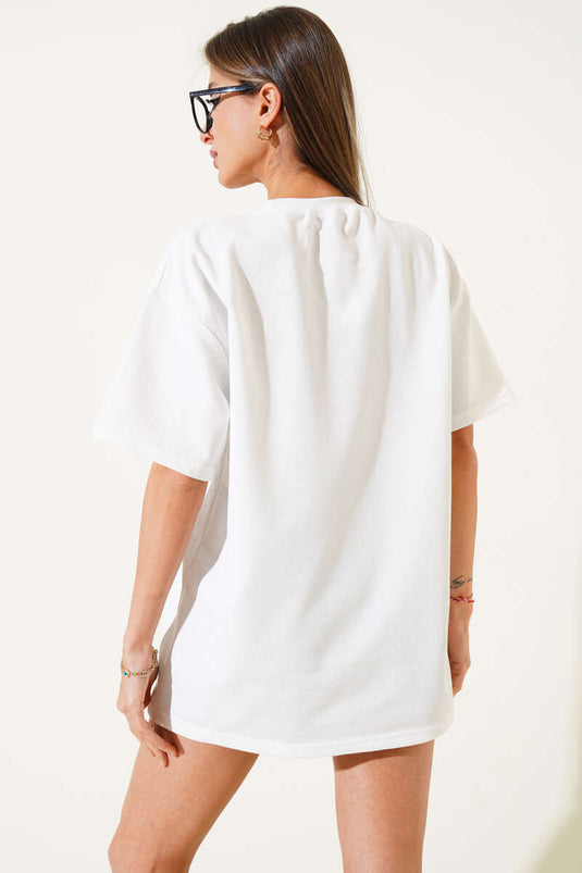 T-shirt imprimé marguerite écru