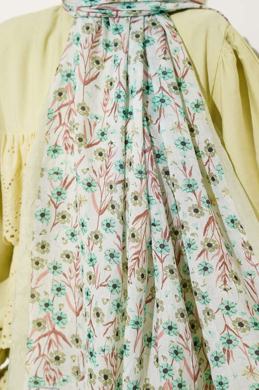 Bambus-Schal mit Gänseblümchenmuster, Aquagrün