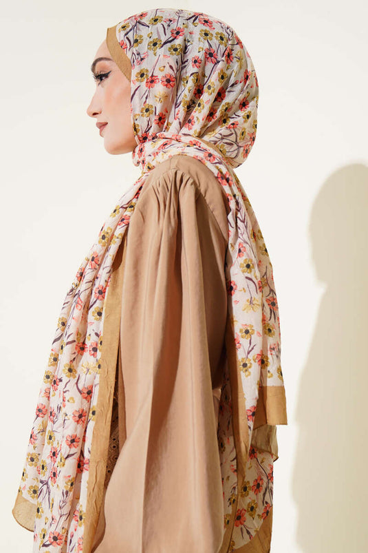 Bambus-Schal mit Gänseblümchenmuster, olivgrün