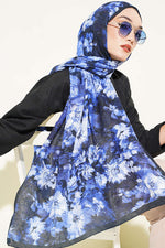 Écharpe En Bambou À Motif Marguerite Bleue