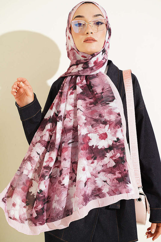 Pañuelo De Bambú Con Estampado De Margarita Rosa