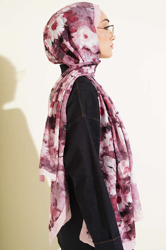 Pañuelo De Bambú Con Estampado De Margarita Rosa