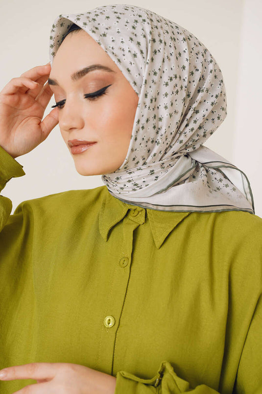 Daisy Patterned Digital Soft Scarf Beige
