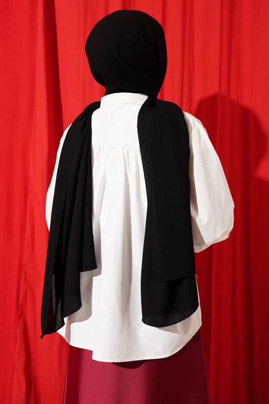 Camicia Oversize Bianca con Ricamo Papatya
