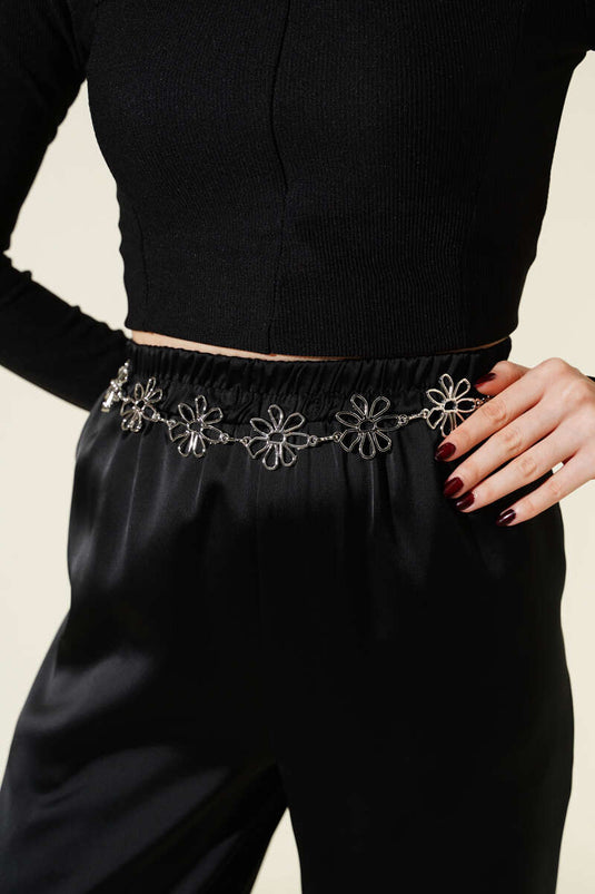 Daisy Symbol Chain Belt Silver