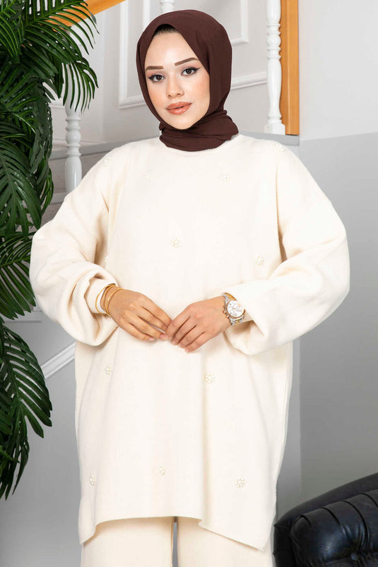 Ensemble Tricot Hijab Papatya Ecru