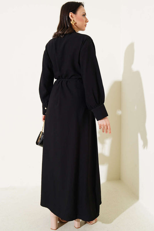 Piece Kleid mit Seilgürtel in Schwarz