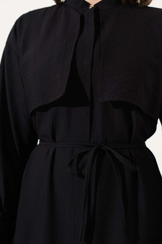 Piece Kleid mit Seilgürtel in Schwarz