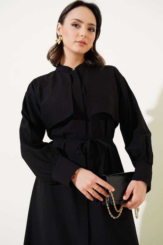 Piece Kleid mit Seilgürtel in Schwarz