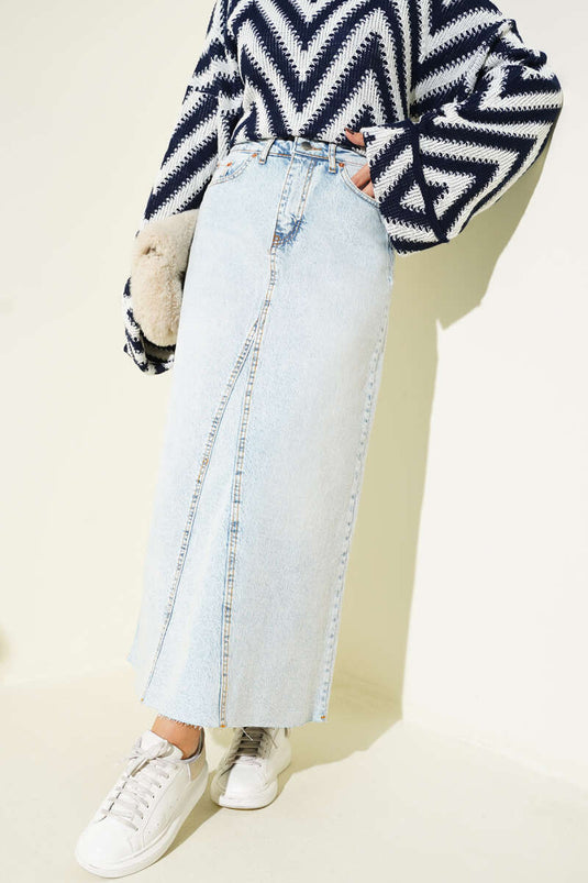 Jupe en jean patchwork, neige claire