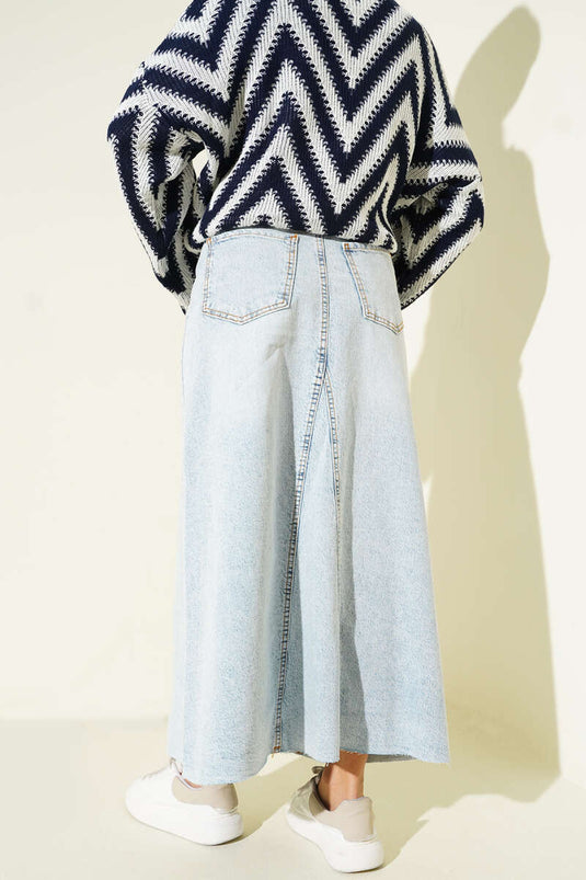 Jupe en jean patchwork, neige claire