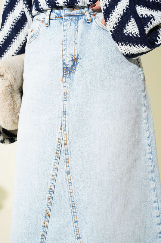 Jupe en jean patchwork, neige claire