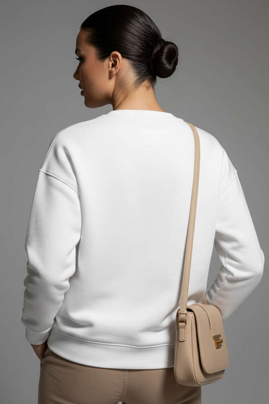 Sweat-shirt brodé Paris à 3 fils, écru