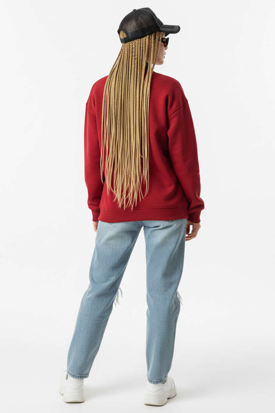 Paris Embroidered 3-Thread Sweatshirt Red