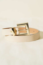 Ceinture carrée à boucle brillante beige