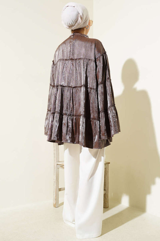 Tunique superposée brillante marron