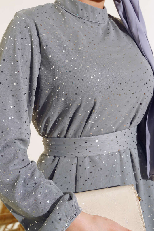 Costume Double À Pois Brillants Gris