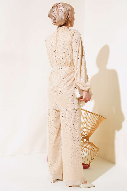 Crème double ensemble à pois brillants