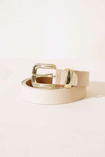 Ceinture À Boucle Brillante Beige