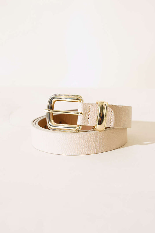 Ceinture à boucle brillante beige