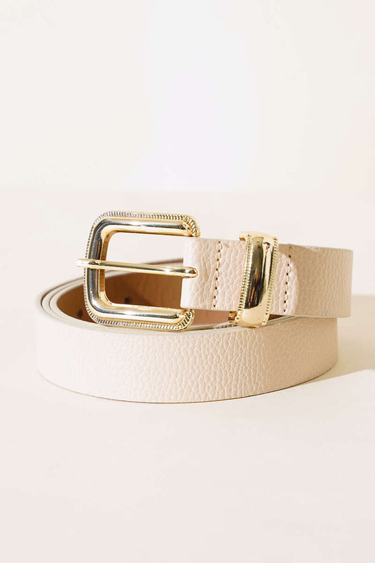 Ceinture à boucle brillante beige